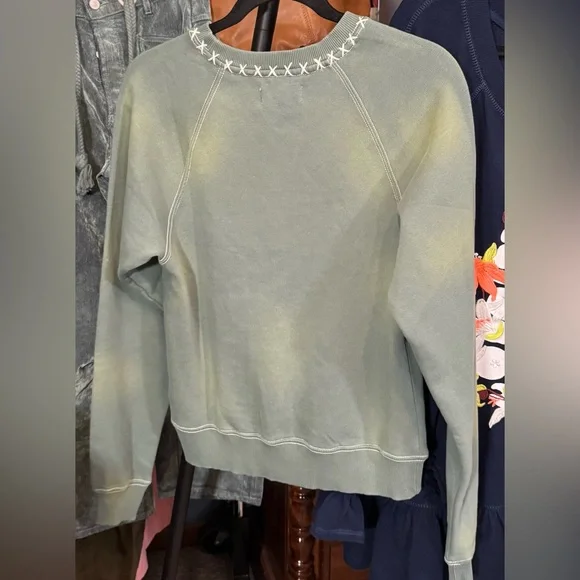 NWT Free People Butterfly Sweatshirt - Duck Green Combo - XS - Picture 7 of 10